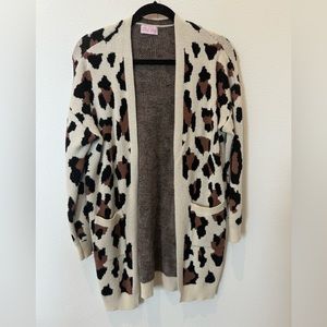 Pink lily leopard cardigan